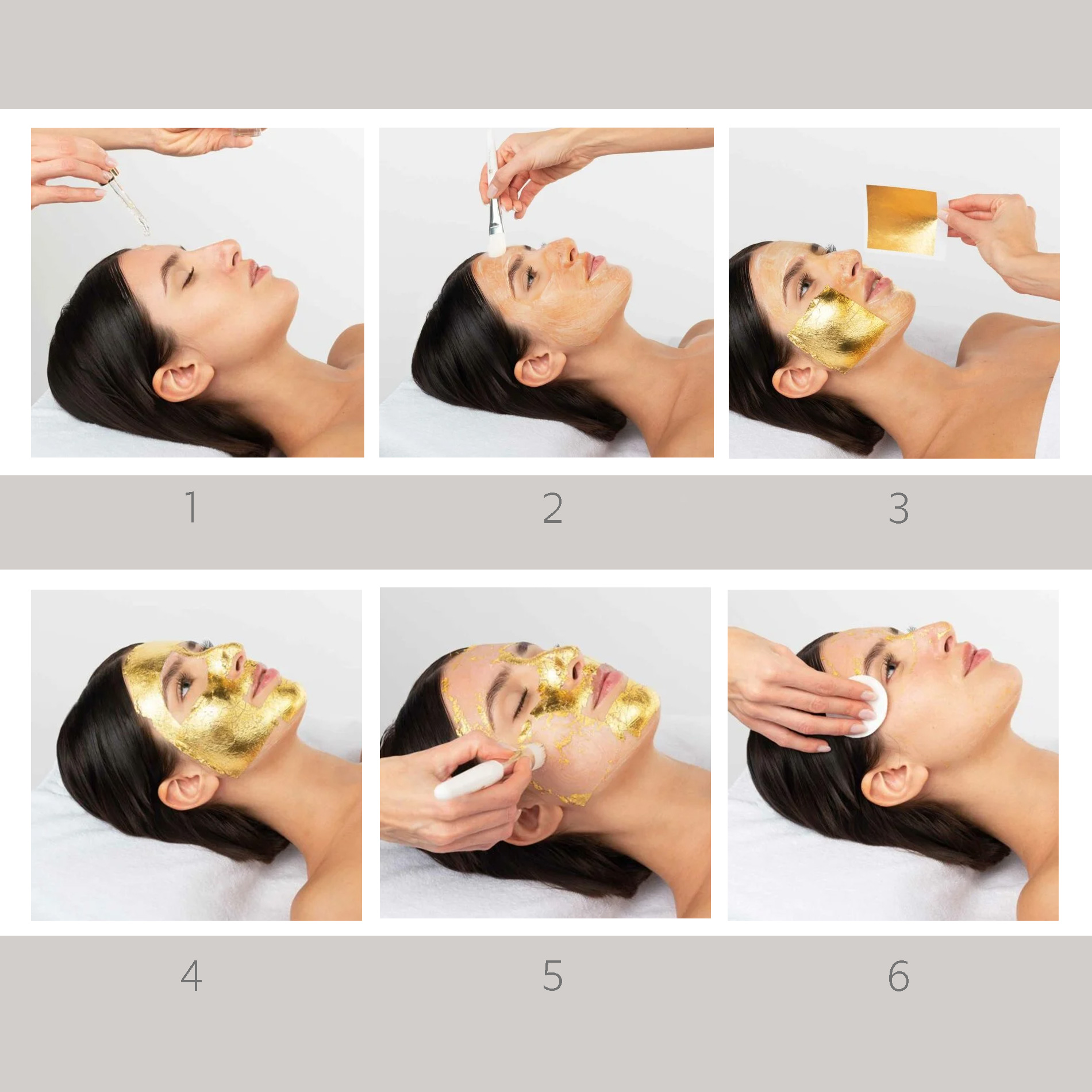 KIT-MVOP30-OINF010 step applicazione prodotto foglia oro 24kt e maschera viso