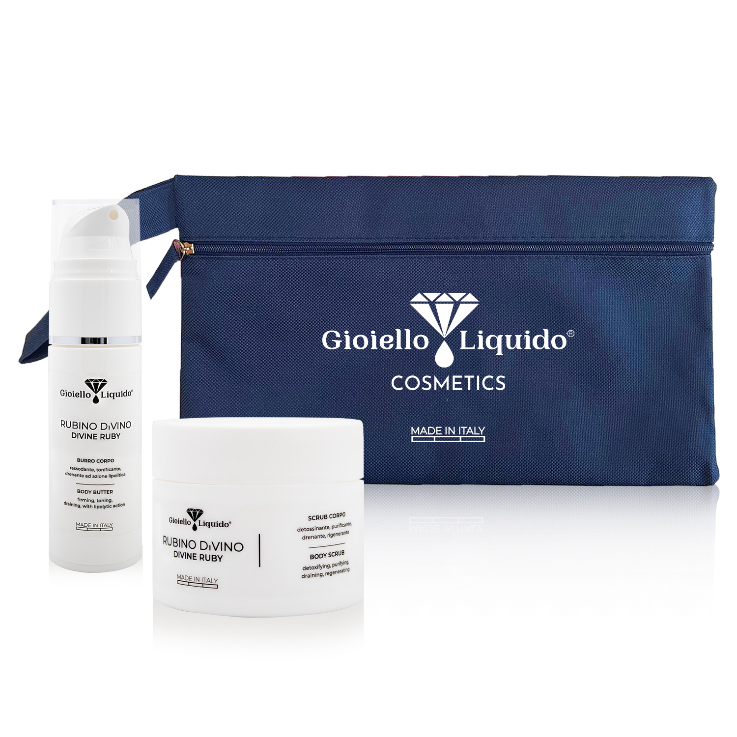 kit da viaggio con burro corpo e scrub esfoliante, pochette in omaggio